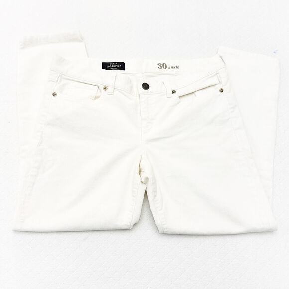 J. Crew Toothpick White Corduroy Style Denim Jeans Size 30 Ankle - Picture 4 of 8